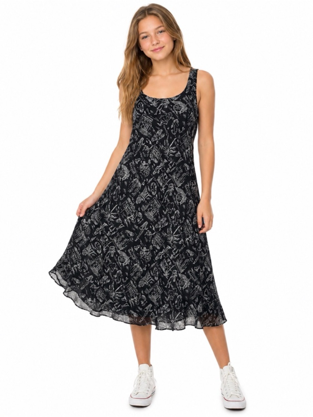 Scarlett Midi Dress Sleeveless Black & White Juniors Size 13/14 NWT